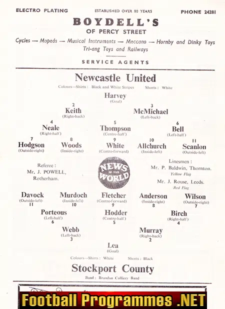 Newcastle United v Stockport County 1961