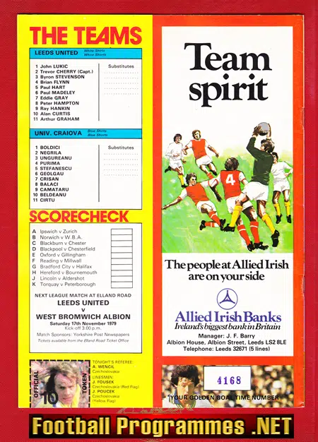 Leeds United v CS Universitatea Craiova 1979 - UEFA Romania Team