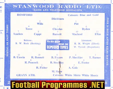 Romford v Grays Athletic 1962 - East Anglia Cup Replay