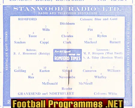 Romford v Gravesend Northfleet 1963 - Southern League