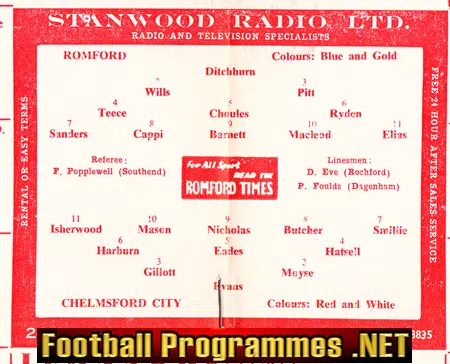 Romford v Chelmsford City 1963 - Southern League
