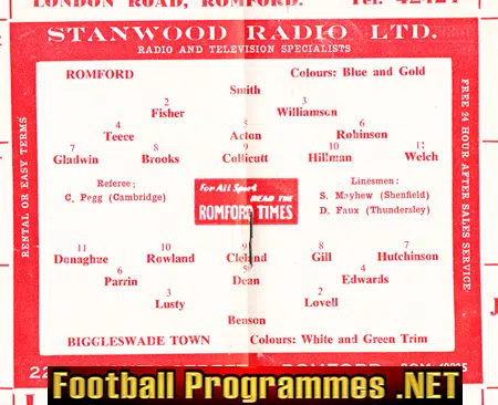 Romford v Biggleswade Town 1962 - Eastern Counties League