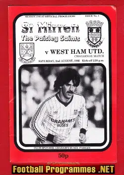 St Mirren v West Ham United 1986 – Friendly Match Scotland