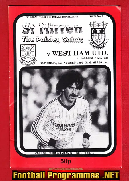 St Mirren v West Ham United 1986 – Friendly Match Scotland