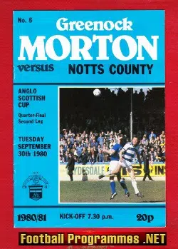 Greenock Morton v Notts County 1980 – Anglo Scottish Cup QF