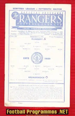 Glasgow Rangers v Kilmarnock 1959