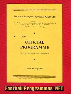 Berwick Rangers v Cowdenbeath 1957