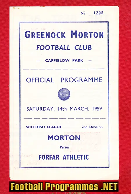 Greenock Morton v Forfar Athletic 1959