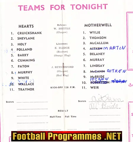 Heart Of Midlothian v Motherwell 1964