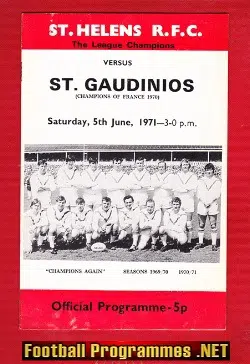 St Helens Rugby v St Gaudinios 1971 - Champions Of France