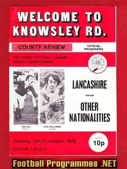 Lancashire Rugby v Other Nationalities 1975 – at St Helens