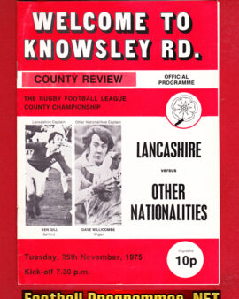 Lancashire Rugby v Other Nationalities 1975 – at St Helens