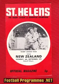 St Helens Rugby v New Zealand 1971 - NZ Tour