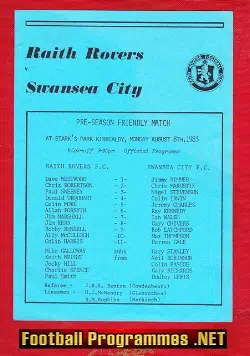 Raith Rovers v Swansea City 1983 – Pre Season Friendly