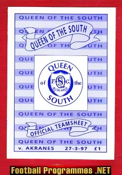 Queen Of The South v Akranes 1997 – Iceland Football Team