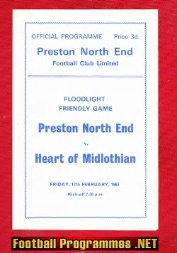 Preston North End v Heart Of Midlothian 1967 Floodlight Friendly