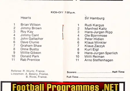 Heart Of Midlothian v Hamburg 1976 - ECWC