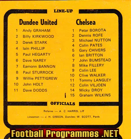 Dundee United v Chelsea 1980 - Friendly Match Scotland
