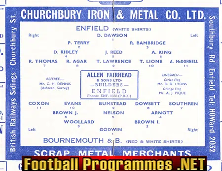 Enfield v Bournemouth 1959 - FA Cup 2nd Round