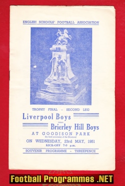 Liverpool Boys v Brierley Hill Boys 1951 – Goodison Park Everton