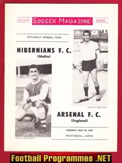 Hibernians Hibs Malta v Arsenal 1969 – Stadium Gzira Tour Match