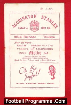 Accrington Stanley v Third Lanark 1954 – 1950s Football