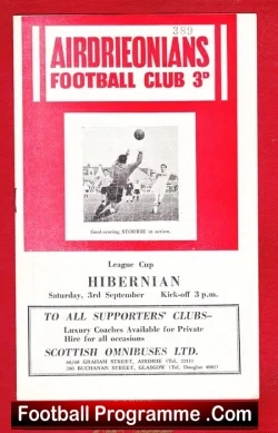 Airdrieonians Airdrie v Hibernian Hibs 1960s - League Cup - football programme