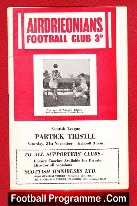 Airdrieonians Airdrie v Partick Thistle 1960s ? - no year