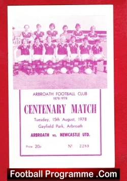 Arbroath v Newcastle United 1978 – Centenary Match Gayfield Park