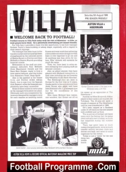 Aston Villa v Hibernian Hibs 1989 – Pre Season Friendly
