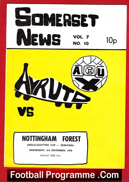 Ayr United v Nottingham Forest 1976 – Anglo Scottish Cup