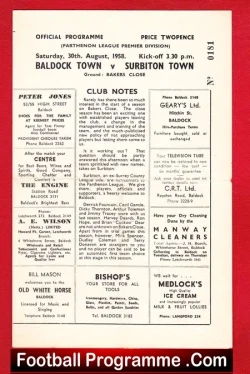 Baldock Town v Surbiton Town 1958 – Parthenon League