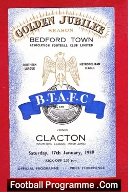 Bedford Town v Clacton 1959 - Golden Jubilee Season - football programme