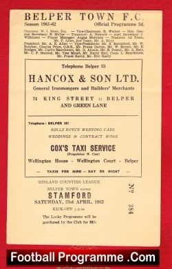 Belper Town v Stamford 1962 – Midland Counties League