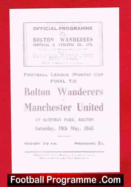 Bolton Wanderers v Manchester United 1945 – North Cup Final