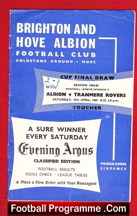 Brighton Hove Albion v Tranmere Rovers 1965