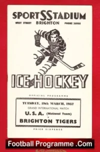 Brighton Ice Hockey v America USA 1957 - International Match - sport programme