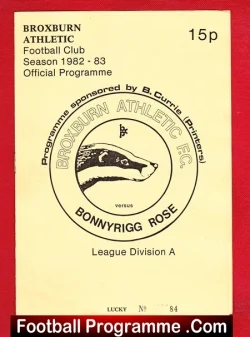 Broxburn Athletic v Bonnyrigg Rose 1982 - Scotland - football programme