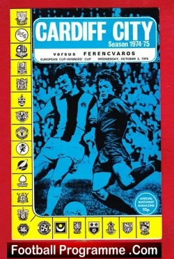 Cardiff City v Ferencvaros 1974 - ECWC - football programme
