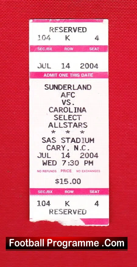 Carolina All Stars v Sunderland 2004 – America Football Ticket