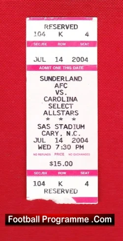 Carolina All Stars v Sunderland 2004 – America Football Ticket