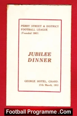 Chard Town Football Club Jubilee Dinner Menu + serviette 1953 - football memorabilia