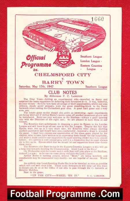 Chelmsford City v Barry Town 1947
