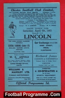 Chester v Lincoln City 1963 - football programme