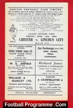 Chester v Lincoln City 1964 - football programme