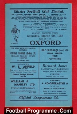 Chester v Oxford United 1963 - football programme