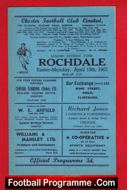 Chester v Rochdale 1963 - football programme