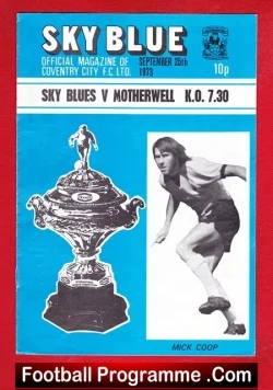 Coventry City v Motherwell 1973 - Texaco Cup - football programme