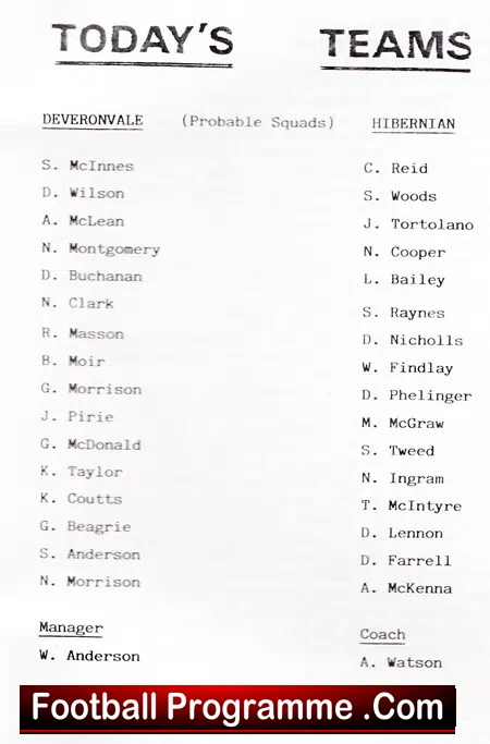 Deveronvale v Hibernian Hibs 1990 Highland Football League Banff