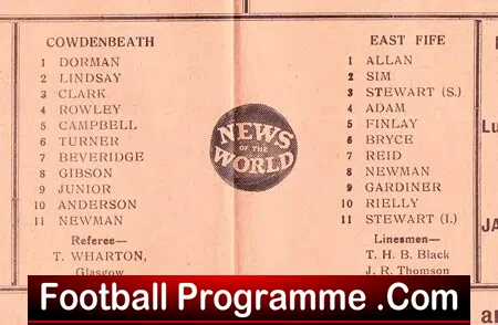 East Fife v Cowdenbeath 1960